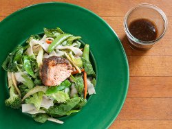 A Roast of Salmon with Vegetable Noodle Salad