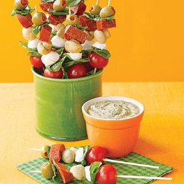 Antipasto Skewers with Dill Dip