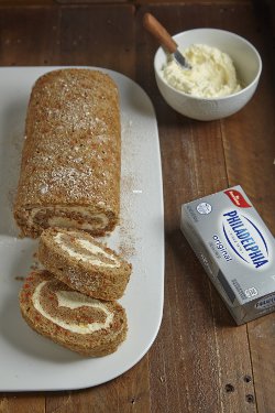Carrots Cake Roll with Lemon-Cream Cheese Filling