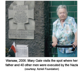 Warsay, 2006: Mary Gale visits the spot where her father and 40 other men were executed by the Nazis (courtesy: Azrieli Foundation)