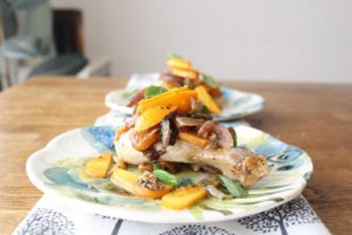 Roasted Persimmon mint chicken