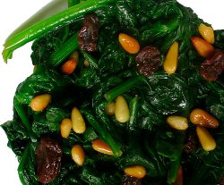 Spinach with Pine Nuts and Raisins