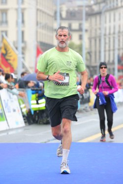 The author running in the Geneva Marathon