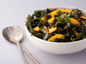 Kale Salad with Mangos and Pumpkin Seeds