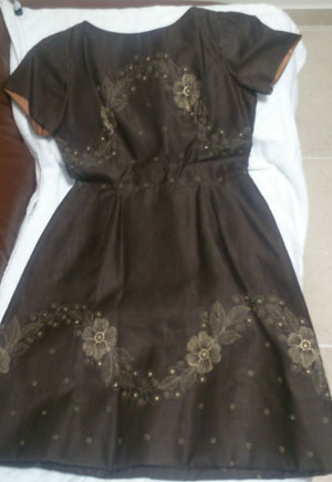 The brown silk dress 