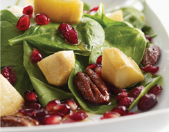 Caramelized Pear Spinach Salad with Pomegranate and Pecans