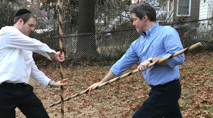 Cary Friedman practices Gung Fu
with his son, Akiva