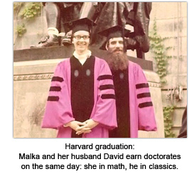 Harvard graduation: Malka and her husbad David earn doctarates on the same day: she in math, he in classics.