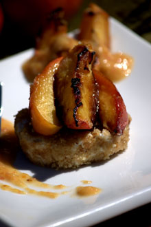 Roasted Peaches with Nutty Ice cream and Peach Sauce