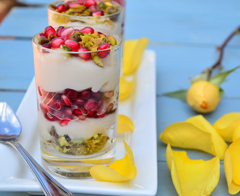 ROSE WATER ALMOND MILK PUDDING WITH POMEGRANATES