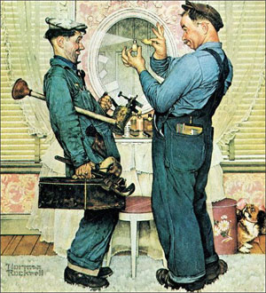 Norman Rockwell's “The Plumbers,”