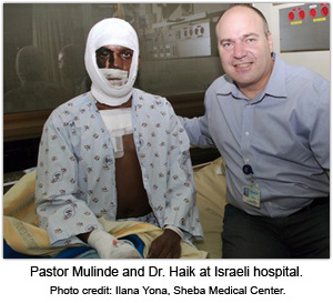 Pastor Mulinde and Dr. Haik at Israeli hospital