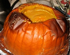 Pumpkin soup in its shell